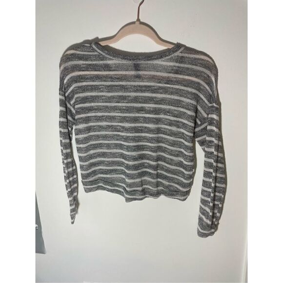 Nollie XS Striped Metallic Shimmery Long Sleeve Crop Top - Picture 3 of 3